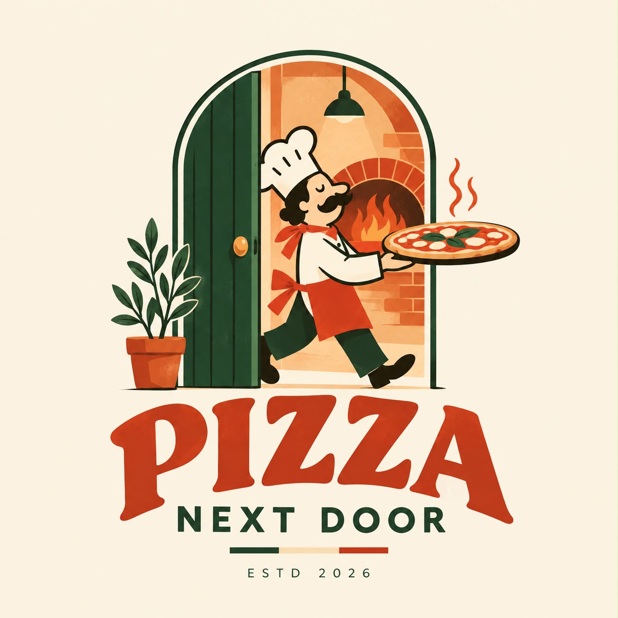 Pizza Next Door illustrated logo